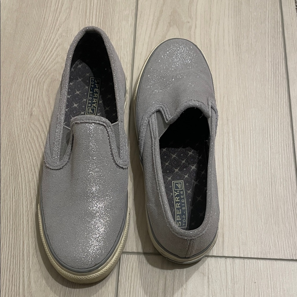 Sperry Shimmering Gray Slip-Ons